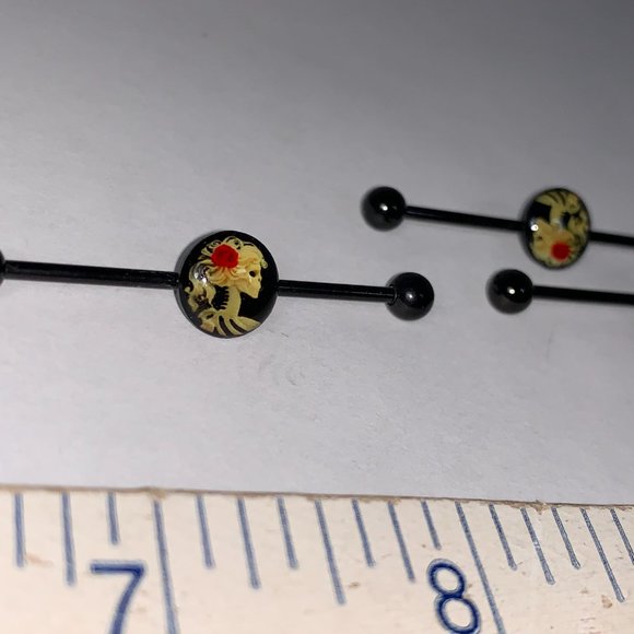 Skeleton Cameo Industrial Bar, 14 Gauge - Picture 3 of 11